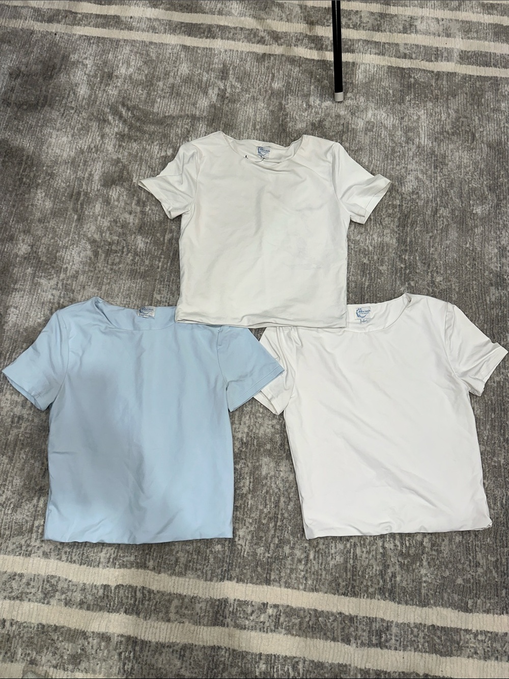 Francesca's Collections Short Sleeve Tees - White & Light Blue